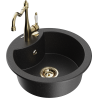 Mexen Diego Granitspüle 1-Becken mit Küchenarmatur Carla, schwarz/silber Metallic - 6512-73-670700-50