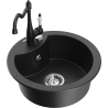 Mexen Diego Granitspüle 1-Becken mit Küchenarmatur Carla, schwarz/silber metallic - 6512-73-670700-70
