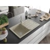 Mexen Bruno Granitspüle 1-Becken mit Abtropffläche und Küchenarmatur Carla, beige - 6513-69-670700-00