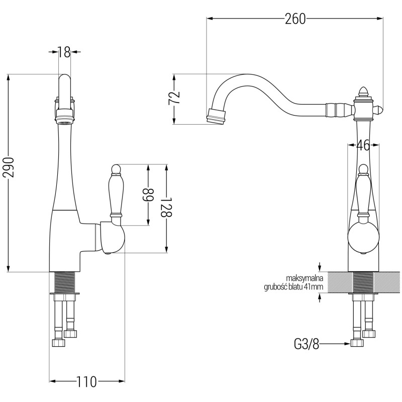 Mexen Bruno Granitspüle 1-Becken inkl. Abtropffläche und Küchenarmatur Carla, beige - 6513-69-670700-50