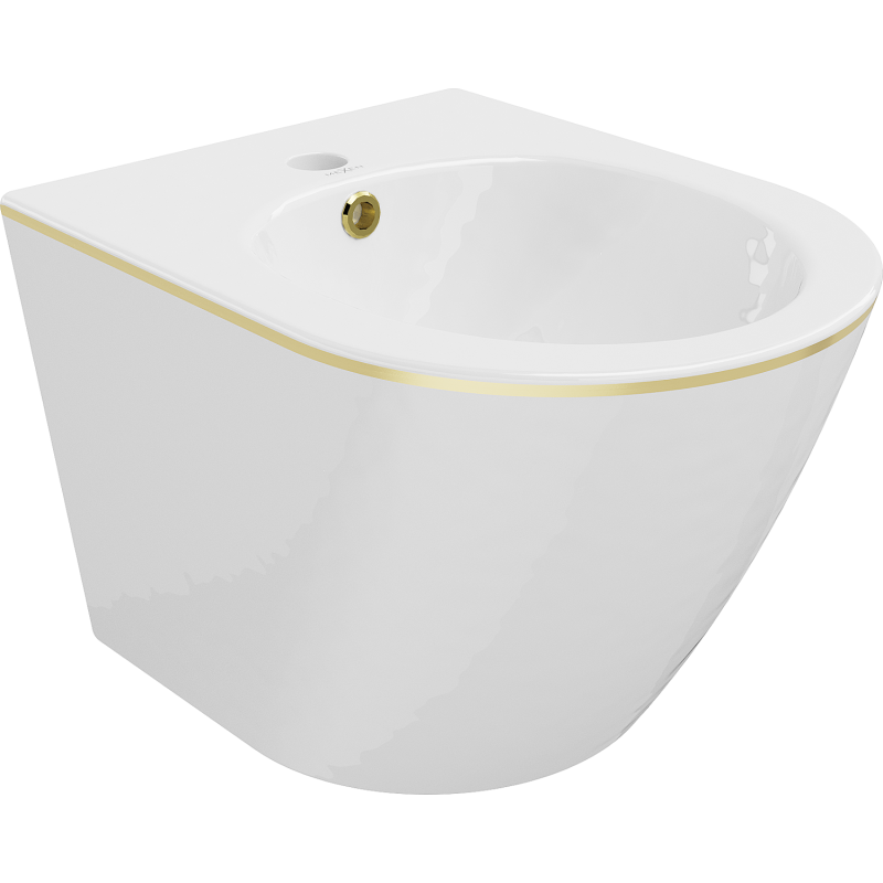 Mexen Lena Hänge-Bidet, Weiß/Gold Linie - 35224805