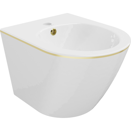 Mexen Lena wandmontiertes Bidet, Weiß/Gold linien - 35224805