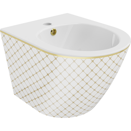 Mexen Lena hängendes Bidet, weiß/goldenes Karomuster - 35224809