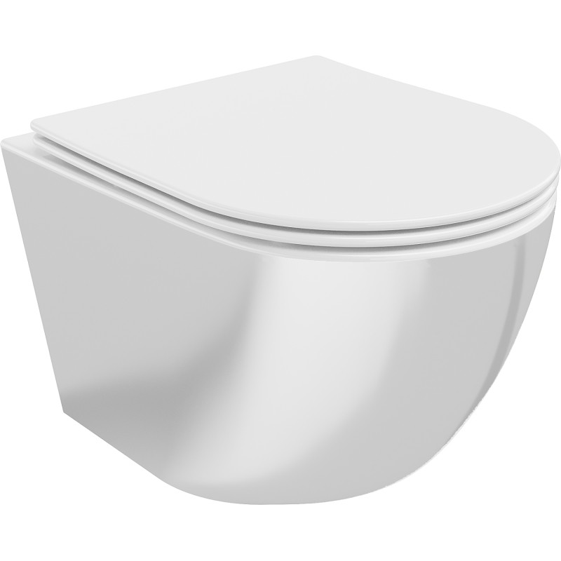 Mexen Lena WC-Schüssel Rimless mit Absenkautomatik Slim, Duroplast, weiß/silber - 30224004