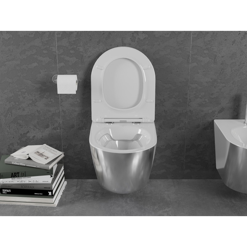 Mexen Lena WC-Schüssel Rimless mit Absenkautomatik Slim, Duroplast, weiß/silber - 30224004