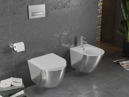 Mexen Lena WC-Schüssel Rimless mit Slim-Absenkautomatik, Duroplast, Weiß/Silber - 30224004