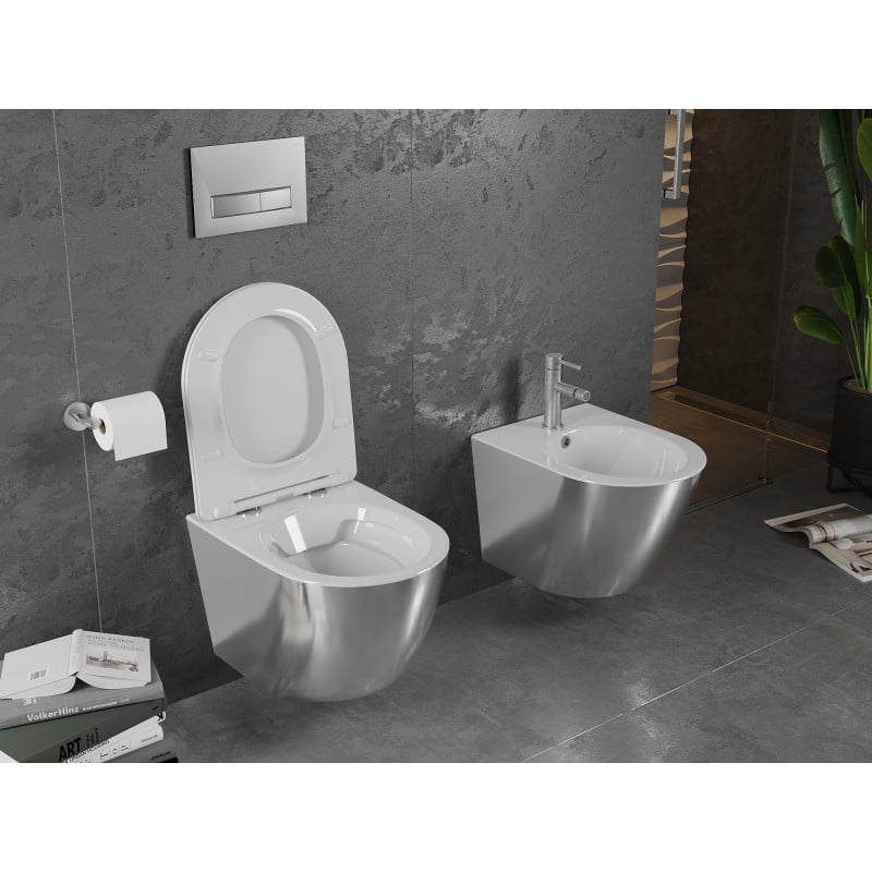 Mexen Lena WC-Schüssel Rimless mit Soft-Close-Slim-Sitz, Duroplast, weiß/silber - 30224004