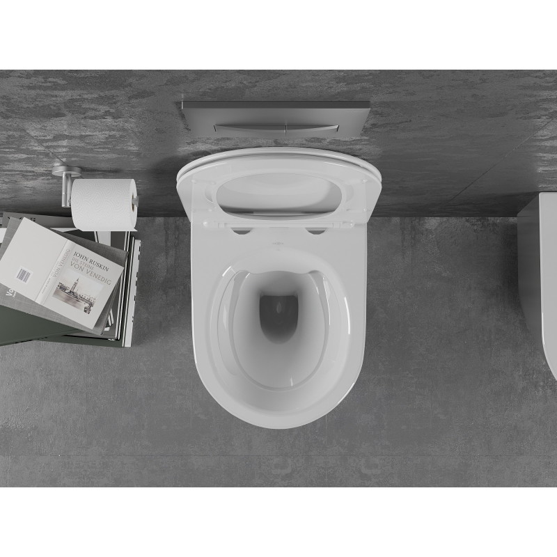 Mexen Lena WC-Schüssel Rimless mit Absenkautomatik Slim, Duroplast, weiß/silber - 30224004
