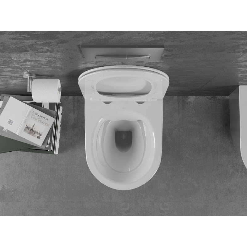 Mexen Lena WC-Schüssel Rimless mit Soft-Close-Slim-Sitz, Duroplast, weiß/silber - 30224004