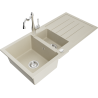 Mexen Andres Granitspüle 1,5-Becken mit Abtropffläche und Küchenarmatur Carla, beige - 6515-69-670700-00