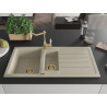 Mexen Andres Granitküchenspüle 1,5-Kammer mit Abtropffläche und Küchenarmatur Carla, beige - 6515-69-670700-50