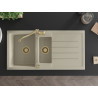 Mexen Andres Granitspüle 1,5 Becken mit Abtropffläche und Küchenarmatur Carla, beige - 6515-69-670700-50