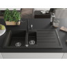 Mexen Andres Granitspüle 1,5-Becken mit Abtropffläche und Küchenarmatur Carla, schwarz/gold - 6515-75-670700-70