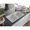 Mexen Tomas 2-Kammer-Graniteinbauspüle mit Küchenarmatur Carla, weiß - 6516-20-670700-00