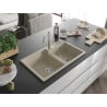 Mexen Tomas 2-Kammer-Granitspüle mit Küchenarmatur Carla, beige - 6516-69-670700-69