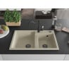 Mexen Tomas Granitspüle 2-Kammer mit Küchenarmatur Carla, beige - 6516-69-670700-70