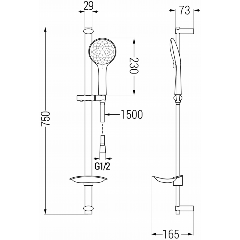 Mexen Sabre DB74 Badewannen-Set, schwarz - 72103DB74-70