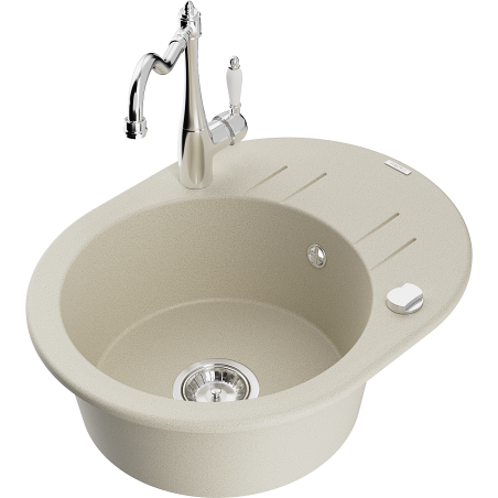Mexen Kevin Granitspüle 1-Becken mit Abtropffläche und Küchenarmatur Carla, beige - 6517-69-670700-00