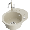 Mexen Kevin Granitspüle 1-Becken mit Abtropffläche und Küchenarmatur Carla, beige - 6517-69-670700-00
