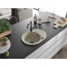 Mexen Kevin Granitspüle 1-beckig mit Abtropffläche und Küchenarmatur Carla, beige - 6517-69-670700-70