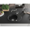 Mexen Kevin Granitspüle 1-Becken mit Abtropffläche und Küchenarmatur Carla, schwarz/silber Metallic - 6517-73-670700-00