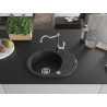Mexen Kevin Granitspüle 1-becken mit Abtropffläche und Küchenarmatur Carla, schwarz/gold metallic - 6517-75-670700-00