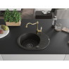 Mexen Kevin granit Spüle 1-Becken mit Abtropffläche und Küchenarmatur Carla, schwarz/gold metallic - 6517-75-670700-50-B
