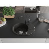 Mexen Kevin Granitspüle 1-kammerig mit Abtropffläche und Küchenarmatur Carla, schwarz/goldener Metallic - 6517-75-670700-70