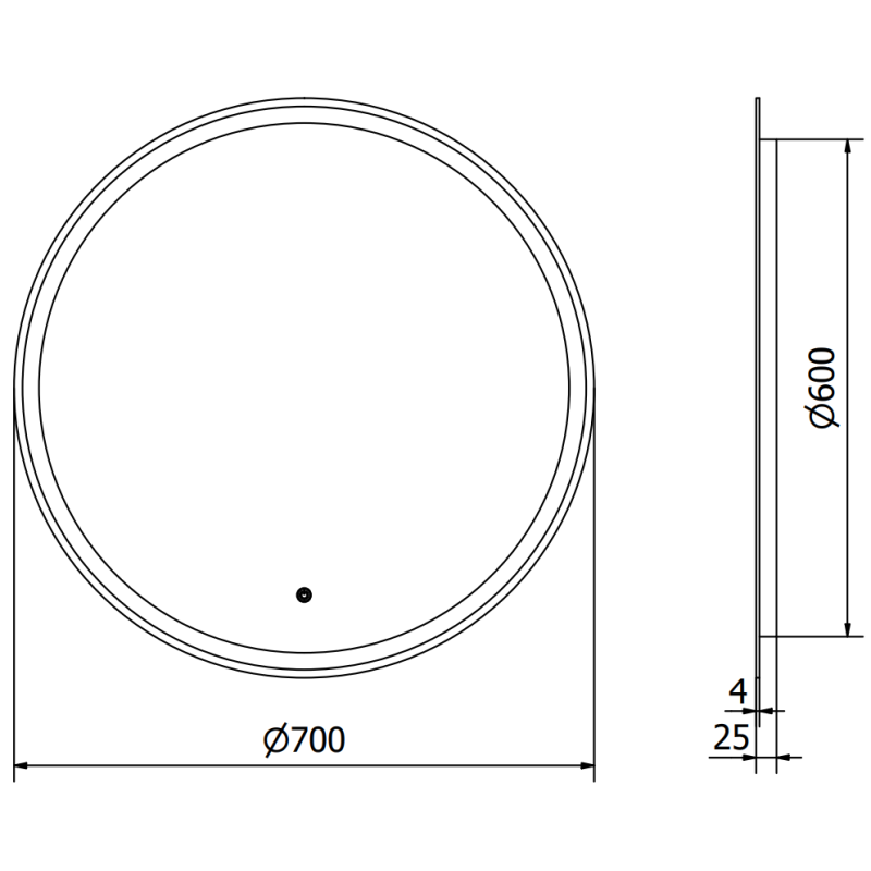 Mexen Gobi beleuchteter Badezimmerspiegel, rund 70 cm, LED 6000K, Antibeschlag - 9801-070-070-611-00
