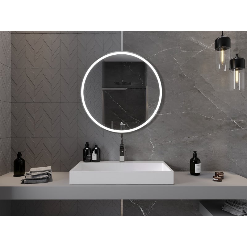 Mexen Gobi beleuchteter runder Badezimmerspiegel, 80 cm, LED 6000K, Antibeschlag - 9801-080-080-611-00