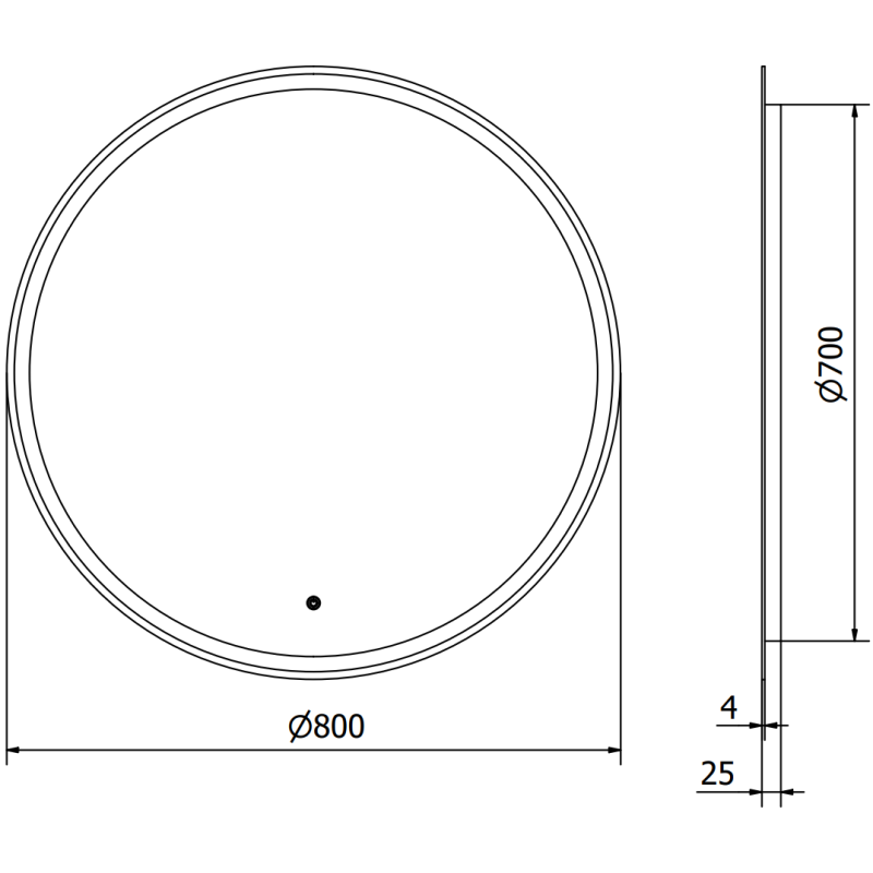 Mexen Gobi beleuchteter runder Badezimmerspiegel, 80 cm, LED 6000K, Antibeschlag - 9801-080-080-611-00