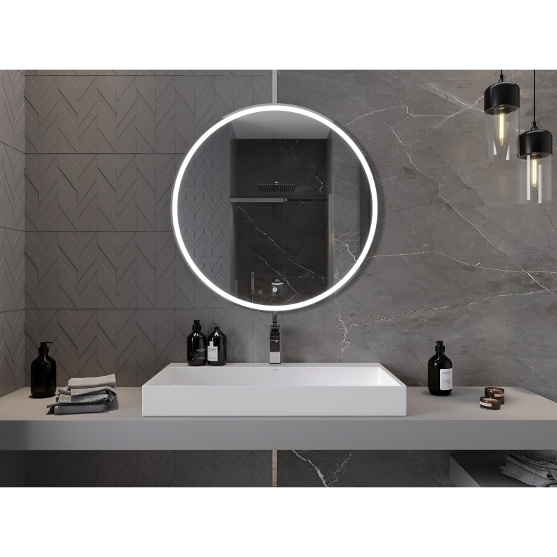 Mexen Gobi beleuchteter Badezimmer-Spiegel, rund 90 cm, LED 6000K, Antibeschlag - 9801-090-090-611-00