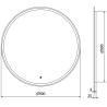 Mexen Gobi beleuchteter Badezimmerspiegel, rund 90 cm, LED 6000K, Anti-Beschlag - 9801-090-090-611-00