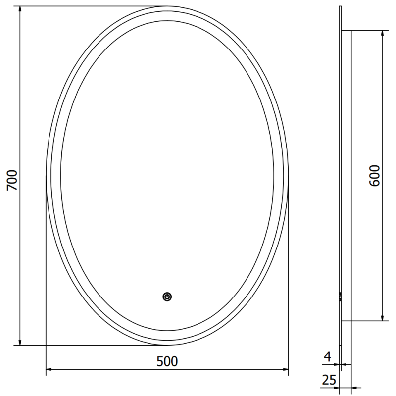 Mexen Elz beleuchteter Badezimmerspiegel 50 x 70 cm, LED 6000K, Antibeschlag - 9802-050-070-611-00