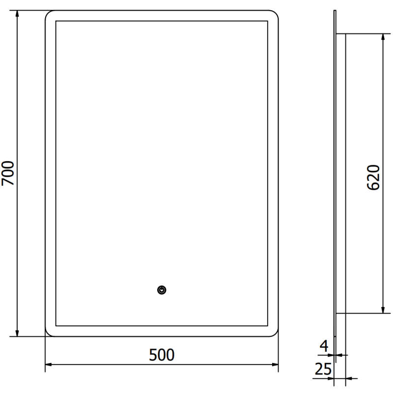Mexen Navia beleuchteter Badezimmerspiegel 50 x 70 cm, LED 6000K, Antibeschlag - 9803-050-070-611-00