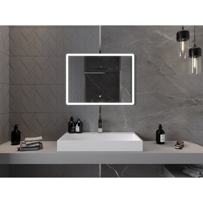 Mexen Navia LED-beleuchteter Badezimmerspiegel 80 x 60 cm, 6000K, Antibeschlag - 9803-080-060-611-00