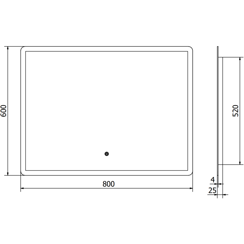 Mexen Navia LED-beleuchteter Badezimmerspiegel 80 x 60 cm, 6000K, Antibeschlag - 9803-080-060-611-00