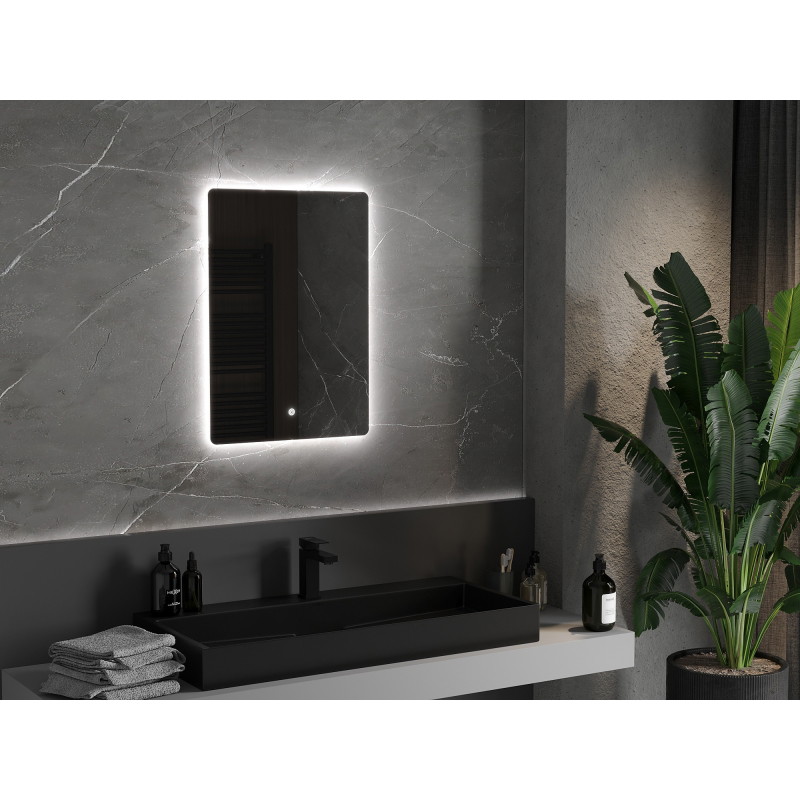 Mexen Sun beleuchteter Badezimmerspiegel 50 x 70 cm, LED 6000K, Antibeschlag - 9807-050-070-611-00