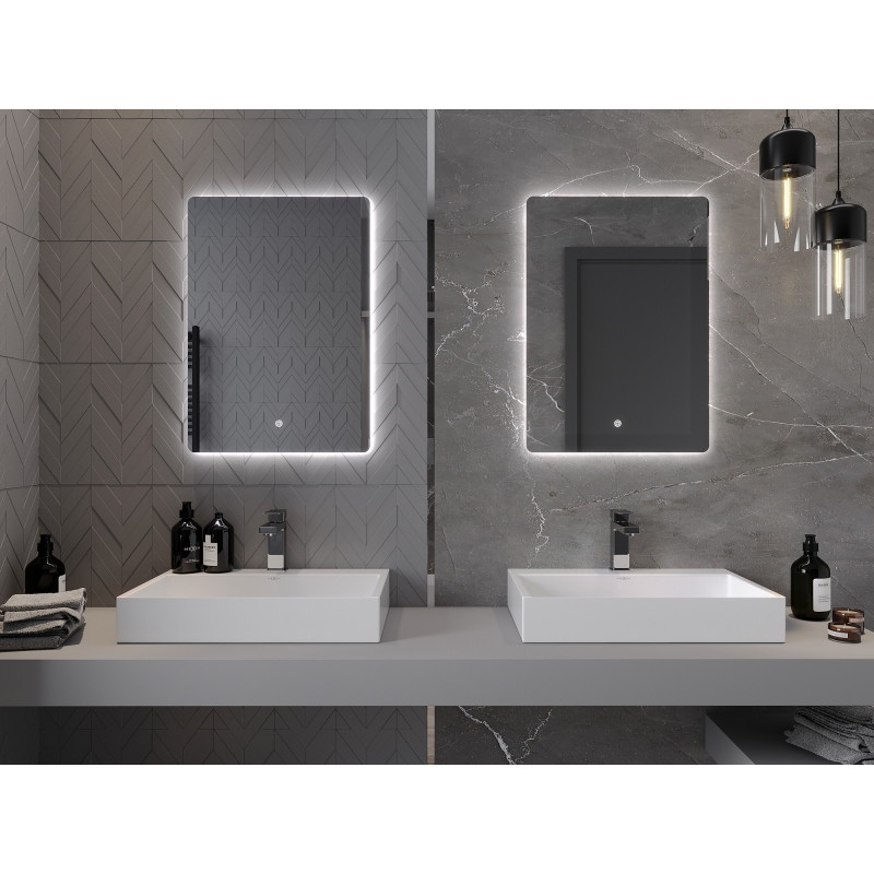 Mexen Sun beleuchteter Badezimmerspiegel 50 x 70 cm, LED 6000K, Antibeschlag - 9807-050-070-611-00
