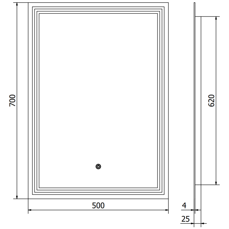 Mexen Taco beleuchteter Badezimmerspiegel 50 x 70 cm, LED 6000K, Antibeschlag - 9805-050-070-611-00