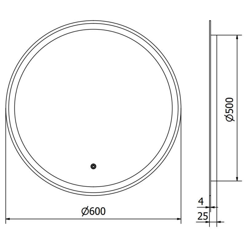 Mexen Gobi beleuchteter Badezimmer-Spiegel, rund 60 cm, LED 6000K, Antibeschlag - 9801-060-060-611-00