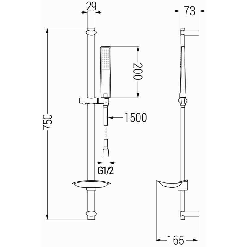 Mexen Sabre DB72 Duschset, schwarz - 72104DB72-70