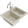 Mexen Carlos Granitspüle 1,5-Becken mit Küchenarmatur Carla, beige - 6518-69-670700-00