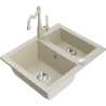 Mexen Carlos 1,5-Kammer-Granits Spüle mit Küchenarmatur Carla, beige - 6518-69-670700-69