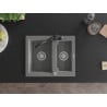 Mexen Carlos Granitspüle 1,5-beckig mit Küchenarmatur Carla, grau - 6518-71-670700-70