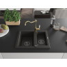 Mexen Carlos Granitspüle 1,5-becken mit Küchenarmatur Carla, schwarz/gold Metallic - 6518-75-670700-50-B