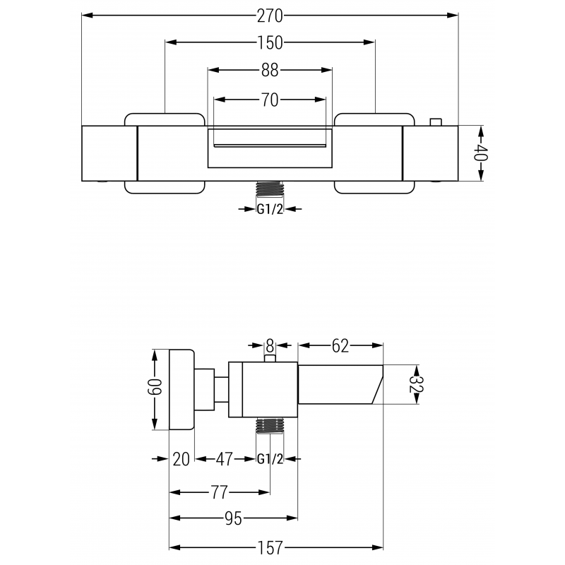 Mexen Cube thermostatische Badewannenarmatur, Roségold - 77360-60