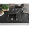Mexen Enzo granitspüle 1-becken mit abtropffläche und küchenarmatur Carla, schwarz/gold metallik - 6506-75-670700-00