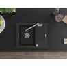 Mexen Enzo Granitspüle 1-beckig mit Abtropffläche und Küchenarmatur Carla, schwarz/gold metallic - 6506-75-670700-00