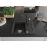 Mexen Enzo Granitspüle 1-becken mit Abtropffläche und Küchenarmatur Carla, schwarz/gold metallic - 6506-75-670700-70